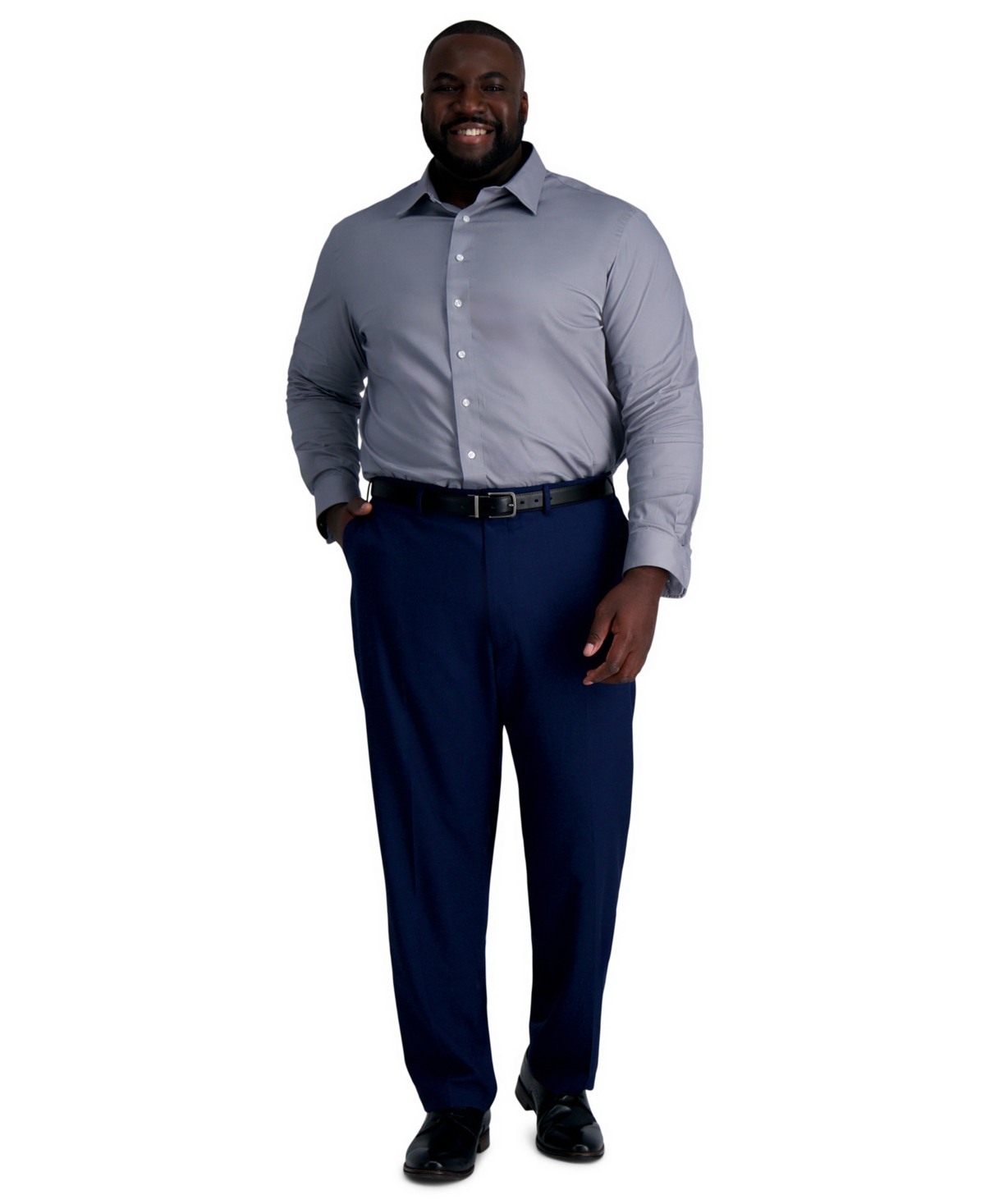 Haggar Men's Big & Tall Classic-fit Premium Comfort Dress Shirt In Grey Solid