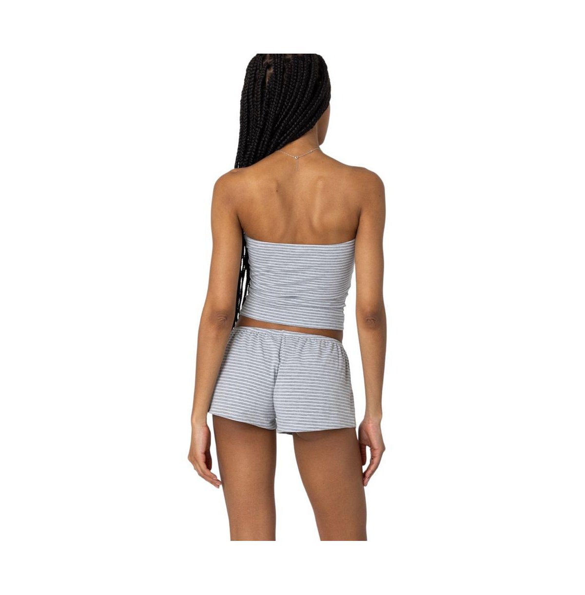 Edikted Women's Astor Striped Tube Top - Gray-and-white