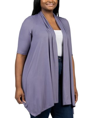 Plus Size Elbow Length Open Front Cardigan Sweater
