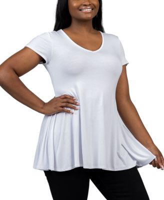 Plus Size Short Sleeve V-Neck Tunic Top