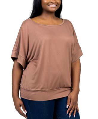 Plus Size Short Sleeve Loose Fitting Dolman Top