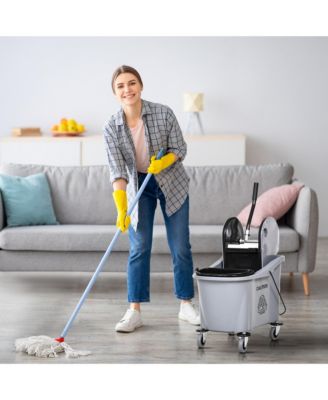 9.5 Gallon 36L Wringer Bucket Cart with Down Press Wringer and Mop Holder