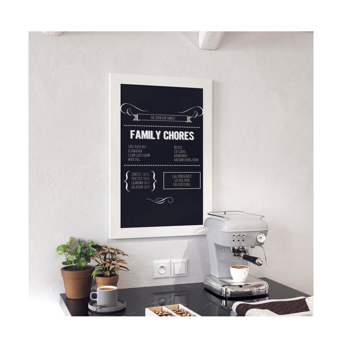 Hbcy Creations Wall Mounted Magnetic Chalkboard with Wooden Frame