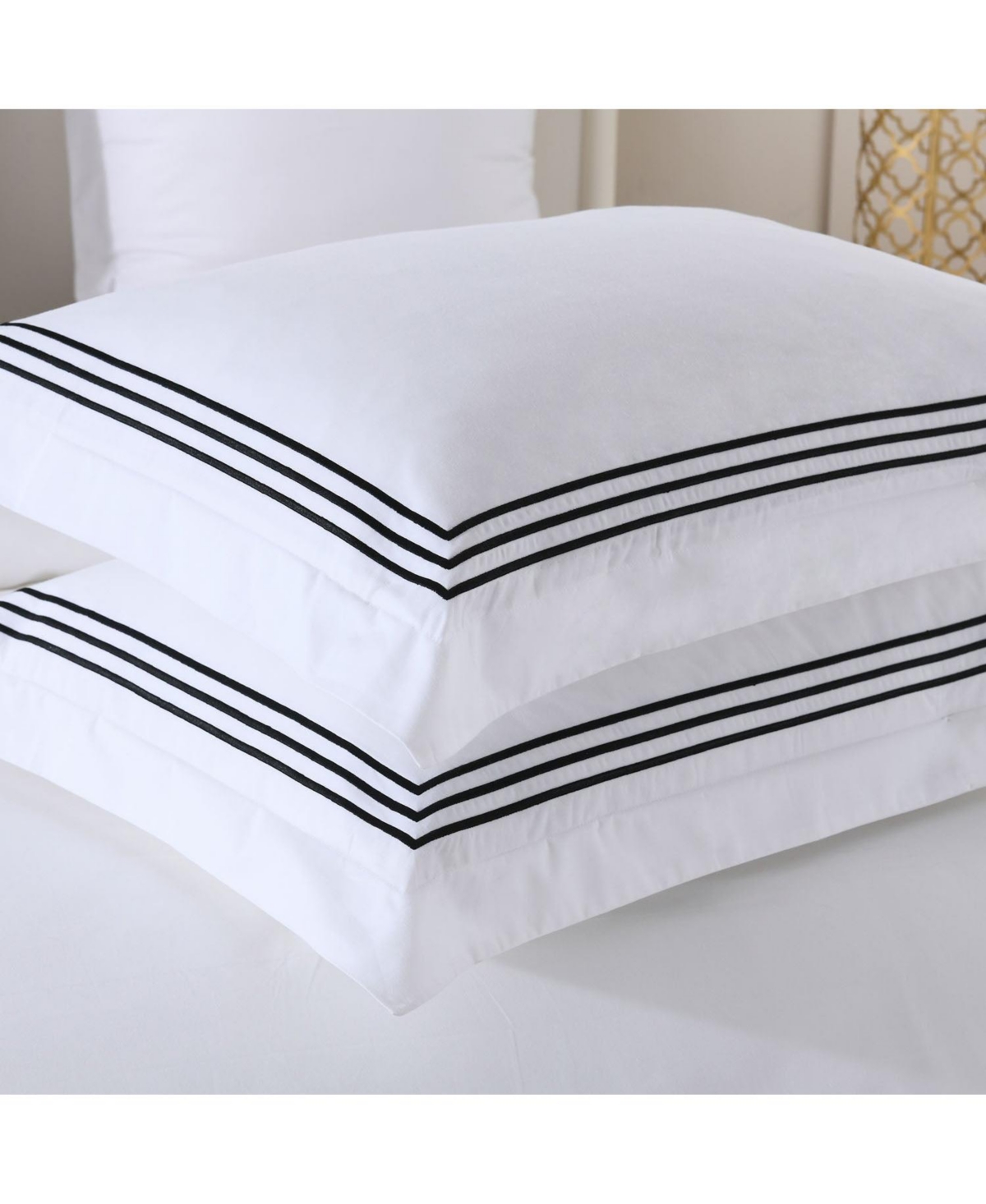 Egyptian Linens Adeline 100% Cotton Percale Embroidered Duvet Cover Set, Full/Queen