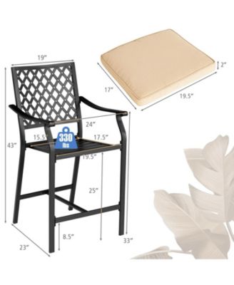 2 Pieces Patiojoy Patio Bar Stool with Height Cushion and Armrest