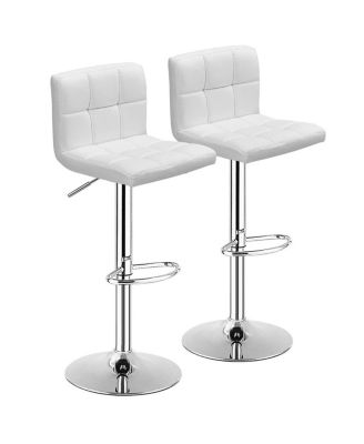 Set of 2 Adjustable Swivel Bar Stools with Back and Footrest