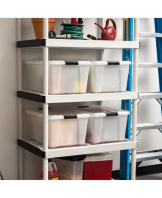 45 Quart Buckle Up Storage Box, 4 Pack, Pearl