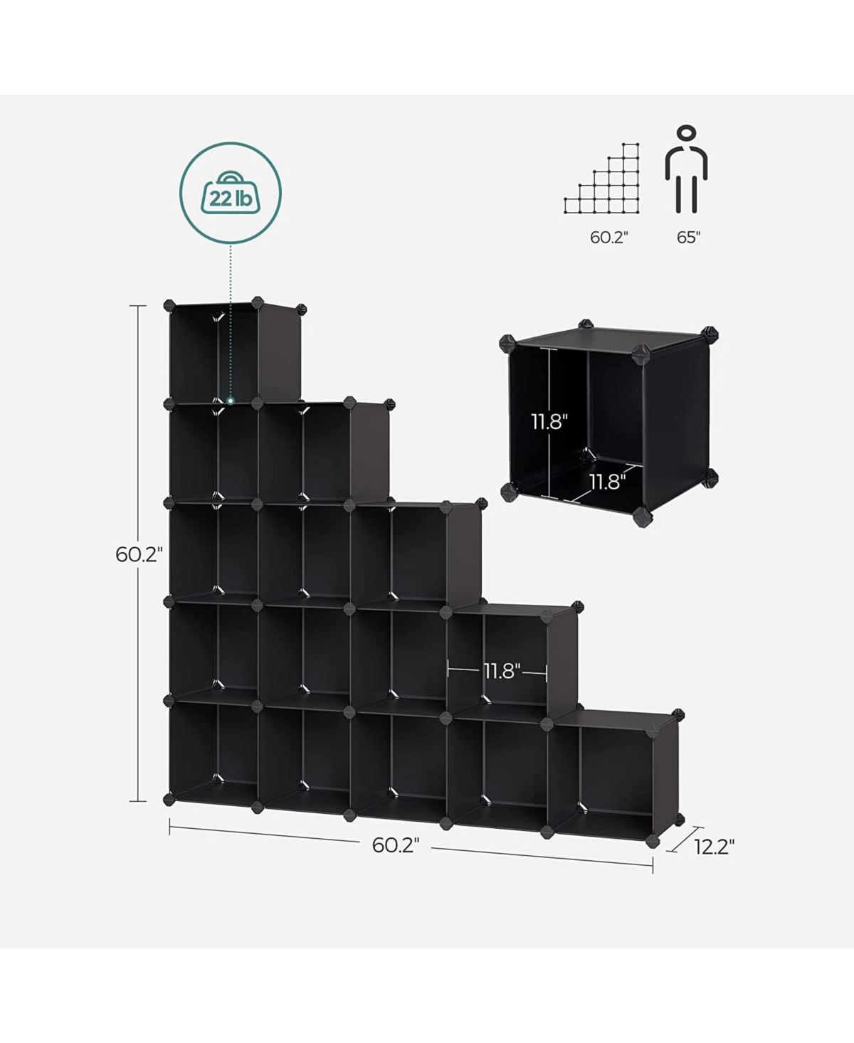 Slickblue Space Saving 16-Cube Plastic Shoe Storage Organizer Units, Modular Cabinet, Ideal