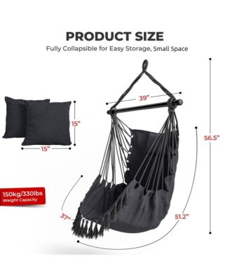 Hanging Rope Swing Chair with Soft Pillow and Cushions