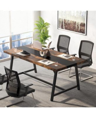 6FT Rectangle Conference Table, 70.87 Inches Long Meeting Table for Conference Room, Vintage Wood Office Executive Desk for 6 People