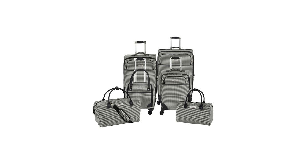 London Fog Cambridge 25" Expandable Spinner In Olive Houndstooth