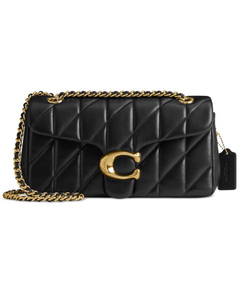 Женская сумка COACH Quilted Tabby Medium Leather Shoulder 26, цвет: Латунный / Чёрный