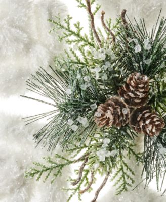 Holiday Lane Northern Holiday White & Green Snowflake Tree Topper, Exclusively at Macy’s