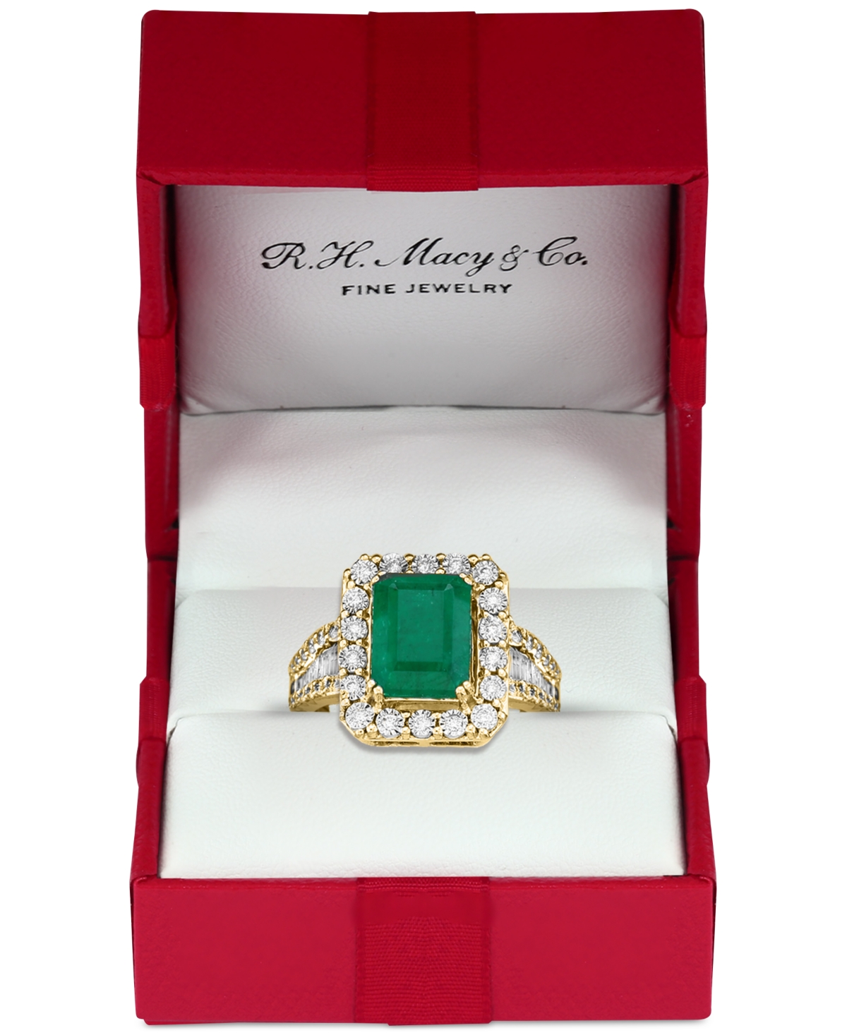 Effy Collection Effy Emerald (2-1/5 Ct. T.w.) & Diamond (1/2 Ct. T.w.) Ring In 14k White Gold & 14k Yellow Gold In Multi