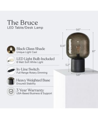 Bruce 16" LED Table Lamp with Green Glass Shade