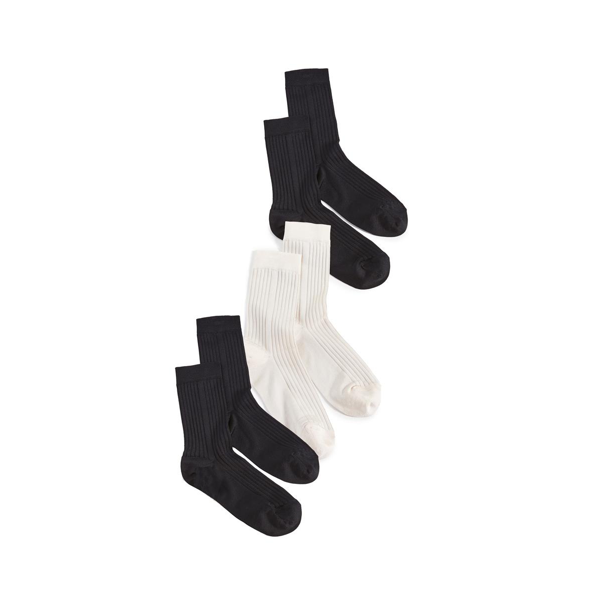 Shop Stems Women's Silky Rib Socks Box Of Three In Black,white