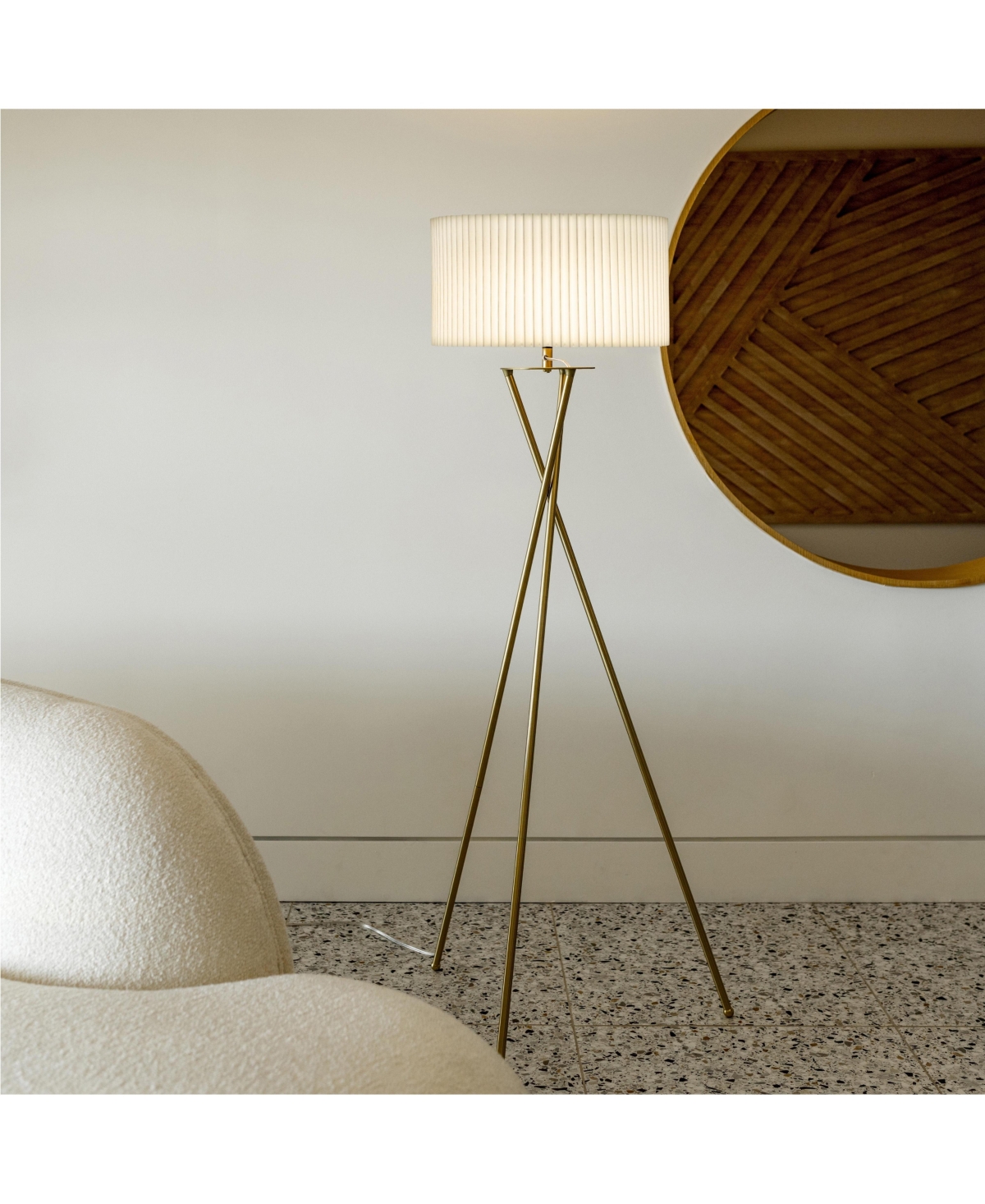 Brightech Jaxon Led Contemporary Tripod Floor Lamp with Pleated Shade