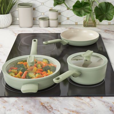 Balance Nonstick Ceramic Saute Pan (Long Handle) 10.25", 3.1qt. With Glass Lid, Recycled Aluminum