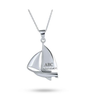 Bling Sterling Silver Nautical Sail Boat Sea Lover Ocean Vacation Ship Sailboat Pendant Necklace