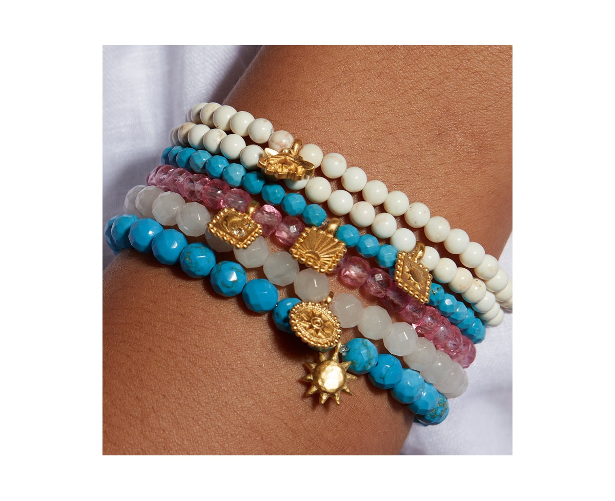 Satya Jewelry Walk in Harmony LotusTurquoise Gemstone Bracelet - White
