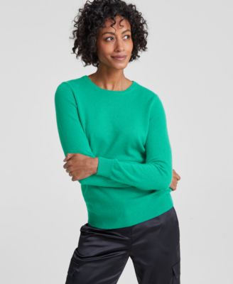 100% Cashmere Women's Petite Long-Sleeve Crewneck Sweater, Created for Macy's
