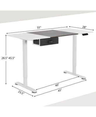 Electric Standing Desk 55'' x 28'' Height Adjustable Sit Stand with USB Charging Port