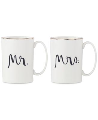 kate spade new york Bridal Party Mr. & Mrs. Mugs, Set of 2 - Macy's
