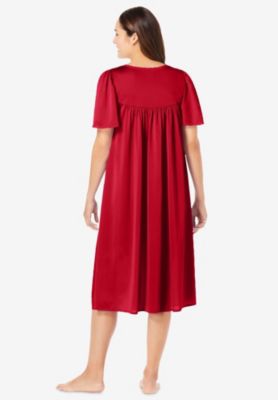 Plus Size Short Silky Lace-Trim Gown