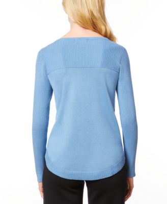 Women's Petite Boat Neck Long-Sleeve Sweater
