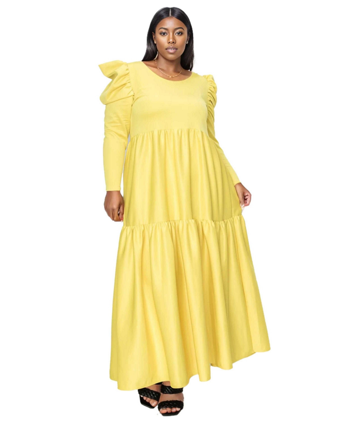 Plus Size Isabel Tiered Maxi Dress - Yellow