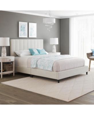 Leah Linen Upholstered Platform Bed Frame with Adjustable Headboard - 13 slat support - Queen