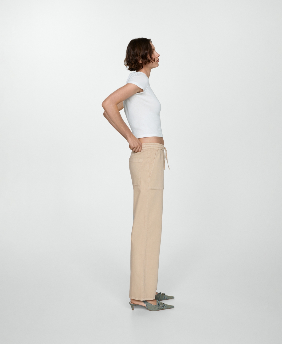 MANGO WOMEN'S DRAWSTRING SLOUCHY JEANS 