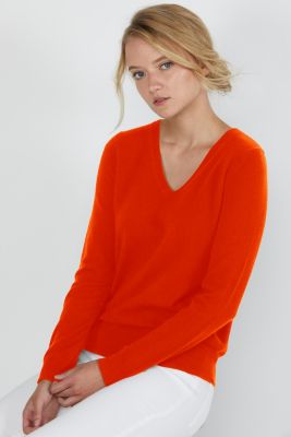 Women's 100% Pure Cashmere Long Sleeve Pullover V Neck Sweater
