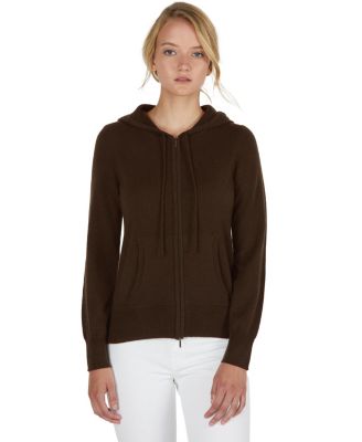 Women's 100% Pure Cashmere Long Sleeve Zip Hoodie Cardigan Sweater