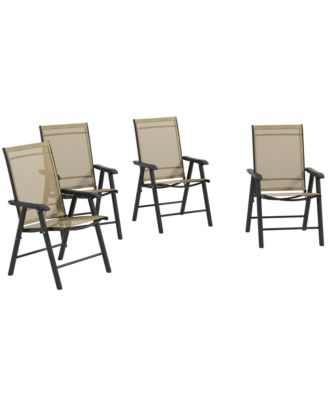 Set of 4 Outdoor Folding Chairs for Patio, Camping, Beach,