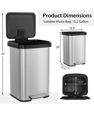 13.2 Gallon Step Trash Can with Soft Close Lid and Deodorizer Compartment