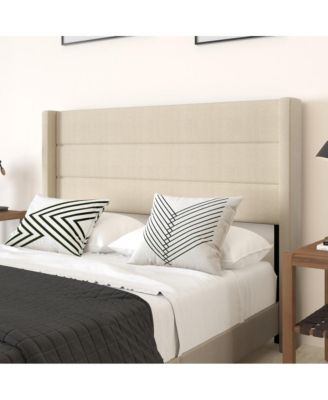 Percy 1-Pc Upholstered Channel Stitched Wingback Headboard Platform Bed
