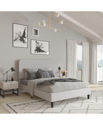 Remi Platform Bed With Headboard - Upholstered Frame - 14 Wooden Slats - No Box Spring Required