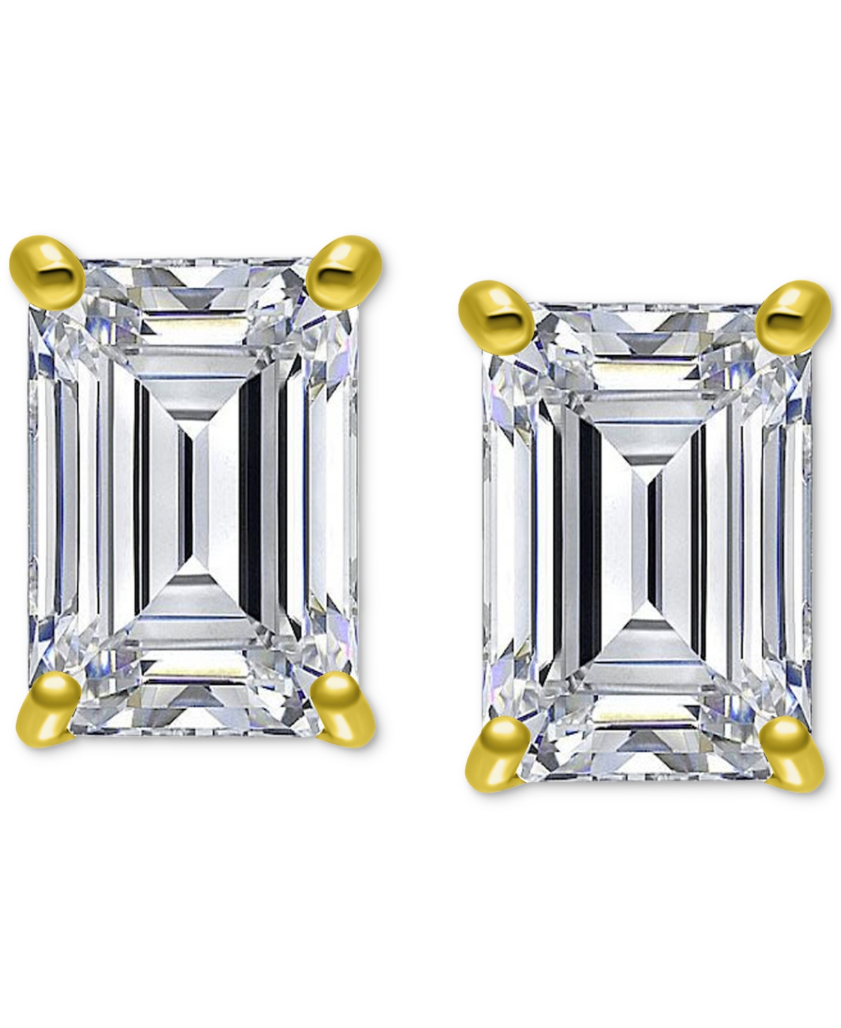 Giani Bernini Cubic Zirconia Baguette Solitaire Stud Earrings, Created For Macy's In Gold