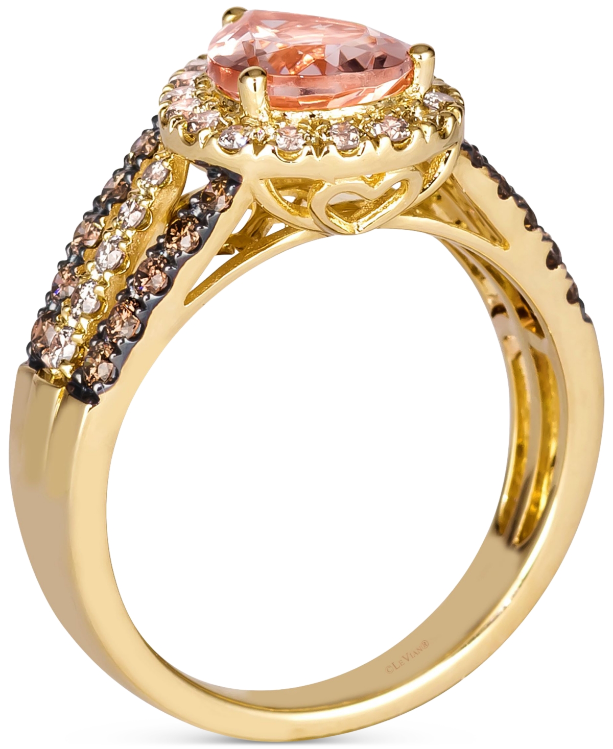Le Vian Peach Morganite (1-1/10 ct. t.w.) & Diamond (3/4 ct. t.w.) Pear Halo Ring in 14k Rose Gold (Also Available in 14K White Gold or 14k Yellow Gol