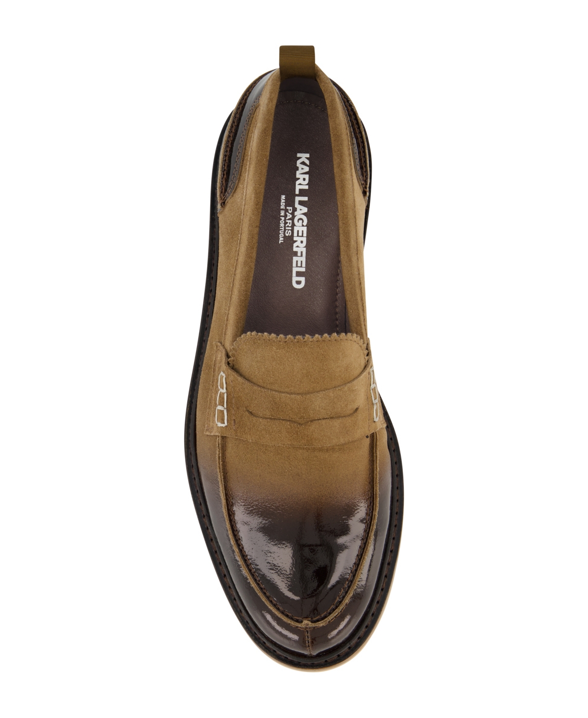 Karl Lagerfeld Men's White Label Suede Penny Loafers In Cognac