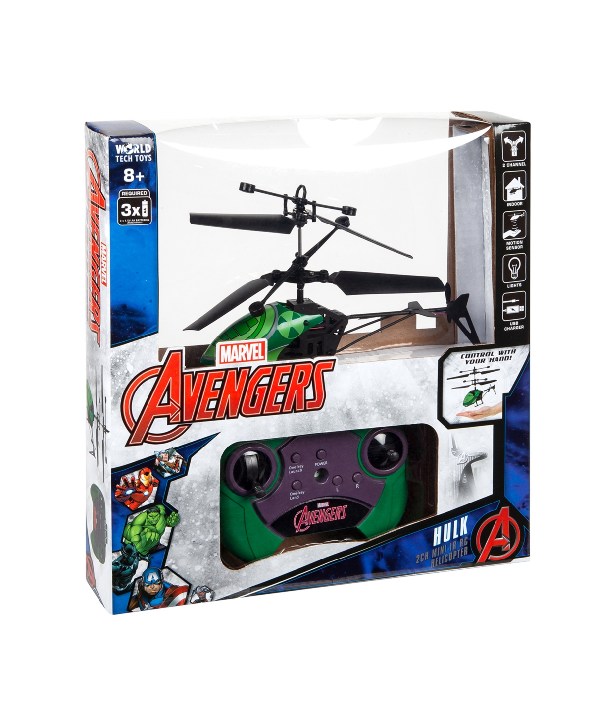 World Tech Toys Marvel Hulk 2ch Ir Helicopter In Multi