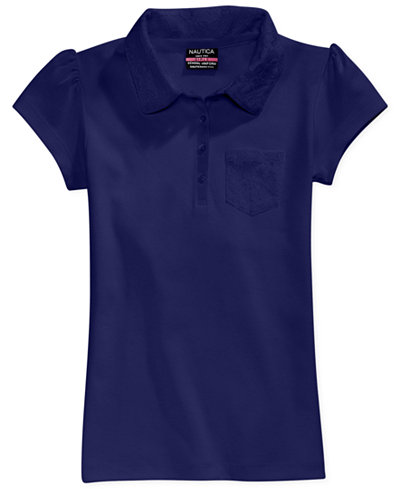Nautica School Uniform Lace-Trim Polo, Big Girls (7-16) - Shirts & Tees ...