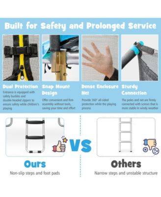 8 x 14 Feet Rectangular Recreational Trampoline with Safety Enclosure Net and Ladder