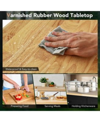 Kitchen Island Trolley Wood Top Rolling Storage Cabinet Cart with Knife Block