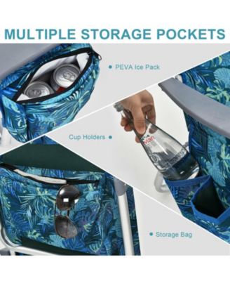 2 Pieces Folding Backpack Beach Chair with Pillow