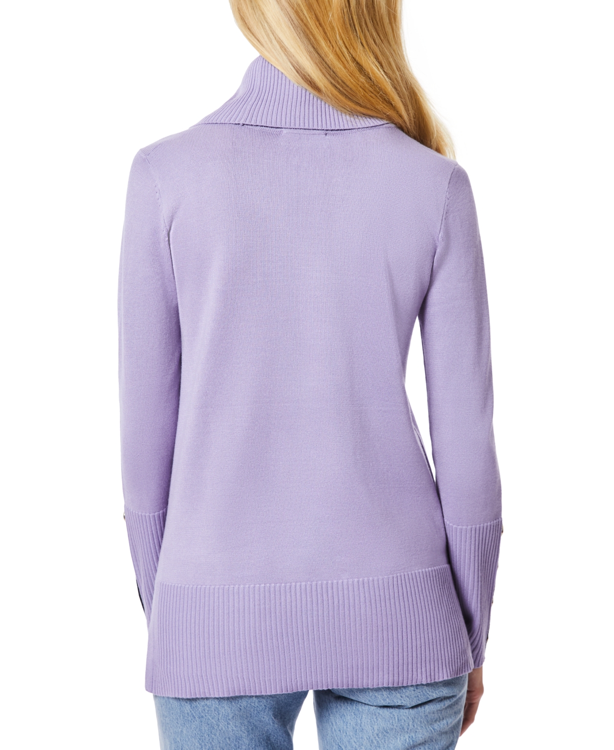 Melissa Paige Women's Petite Contrast-Cuff Cowlneck Sweater