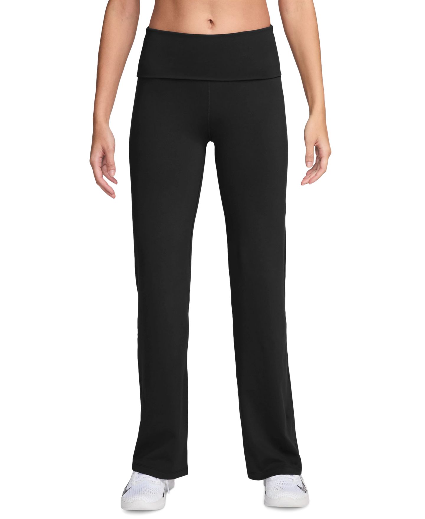 Женские брюки Nike One High-Waisted Foldover, цвет: Чёрный — фото 1