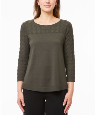 Melissa Paige - Women's Wave-Knit 3/4-Sleeve Sweater