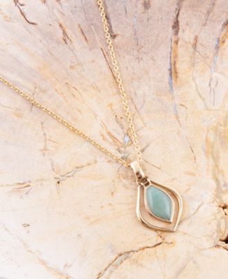 Melita Genuine Green Aventurine Teardrop Pendant Necklace